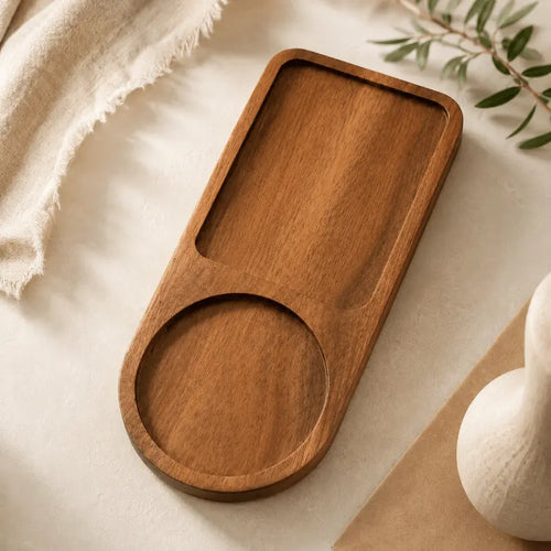 Acacia wood serving tray for dining table and home décor
