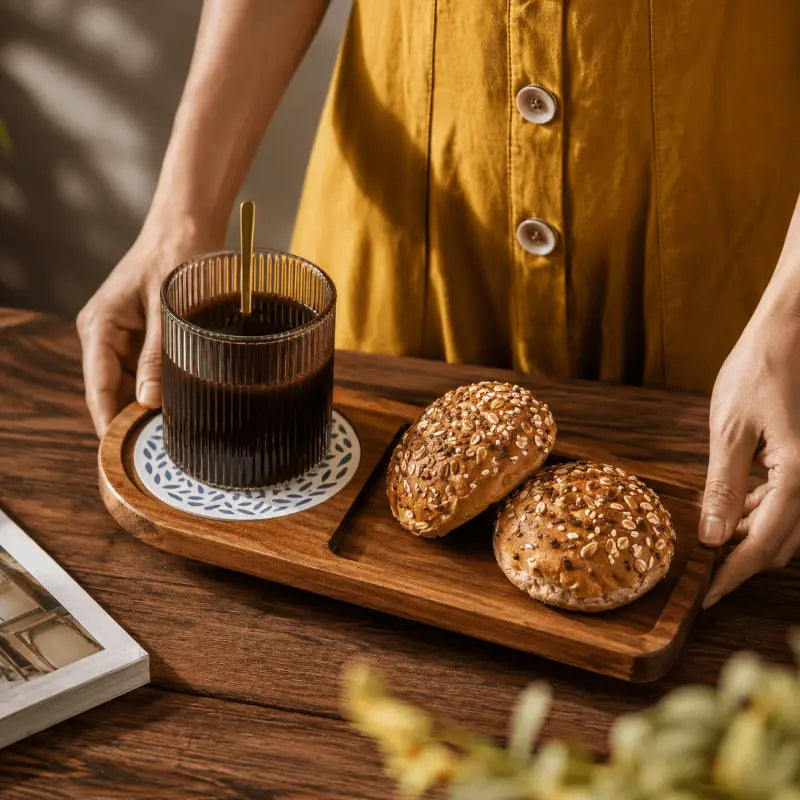 Acacia wood serving tray for dining table and home décor