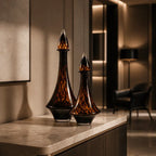 Amber glass decorative vase set for elegant home décor