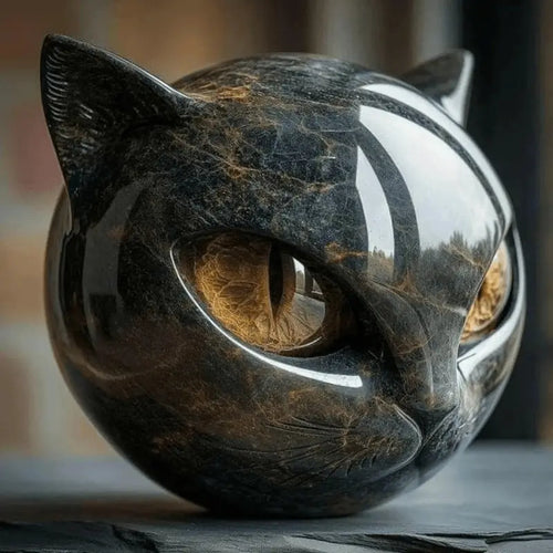 Decorative black cat resin sculpture for modern home décor