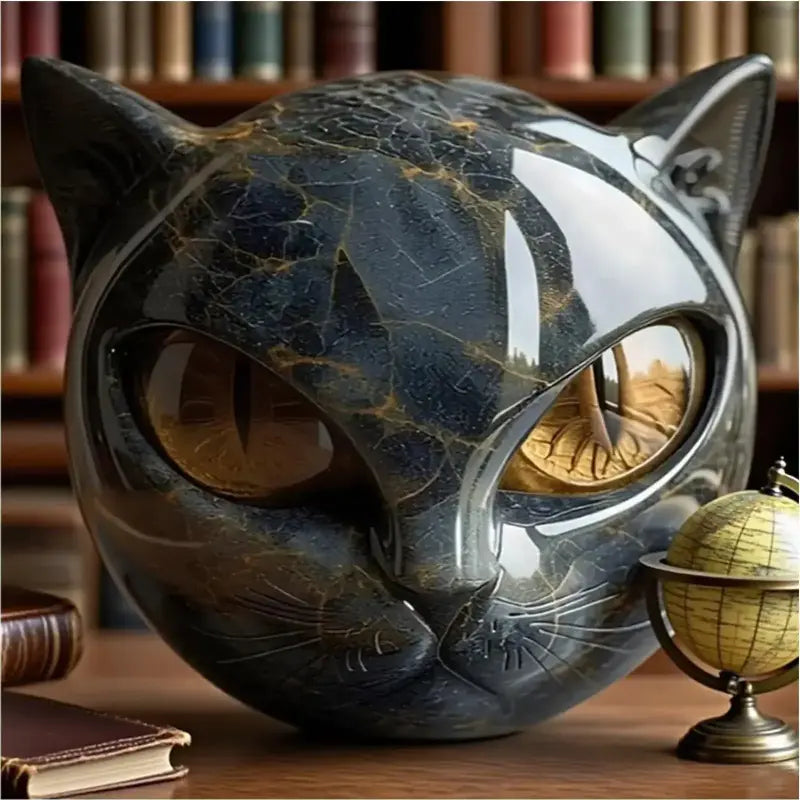 Decorative black cat resin sculpture for modern home décor