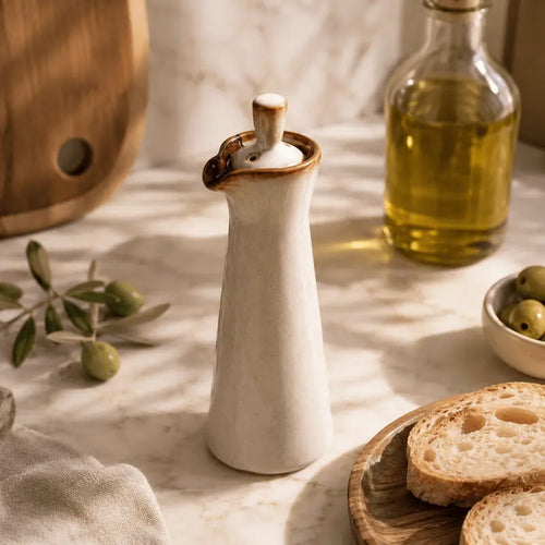 Ceramic oil dispenser bottle for elegant kitchen storage and table serving