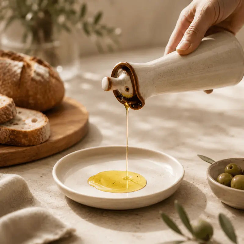 Ceramic oil dispenser bottle for elegant kitchen storage and table serving