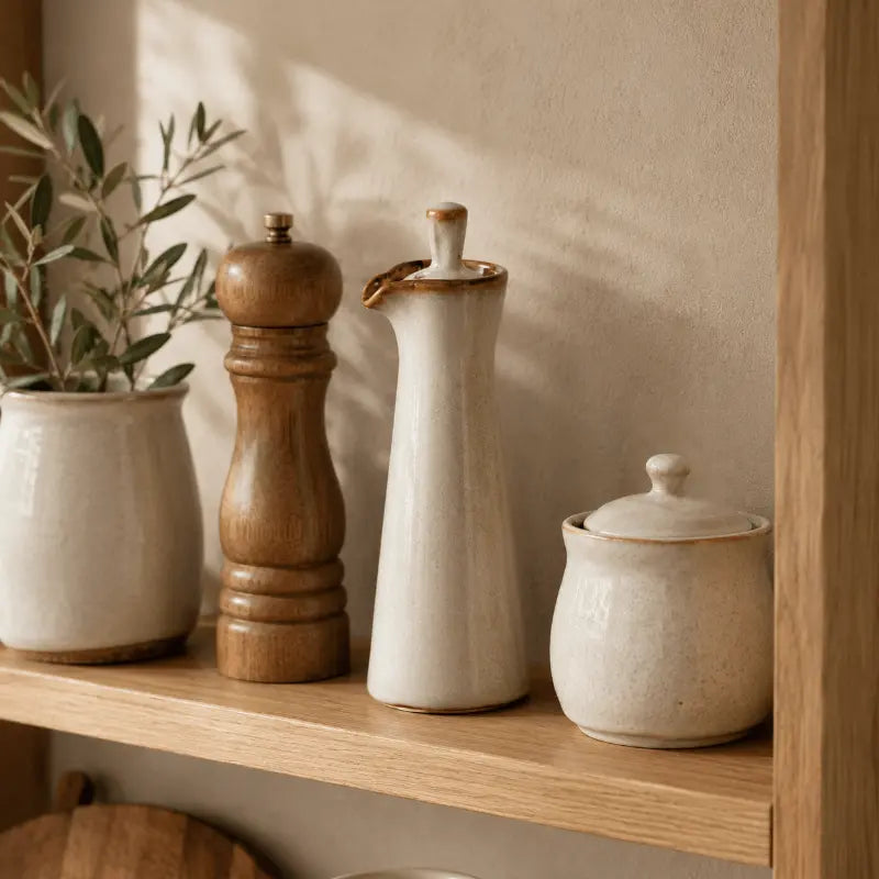 Ceramic oil dispenser bottle for elegant kitchen storage and table serving