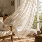Boho Tassel Sheer Curtains