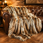 Luxury Faux Fur Plaid Throw Blanket