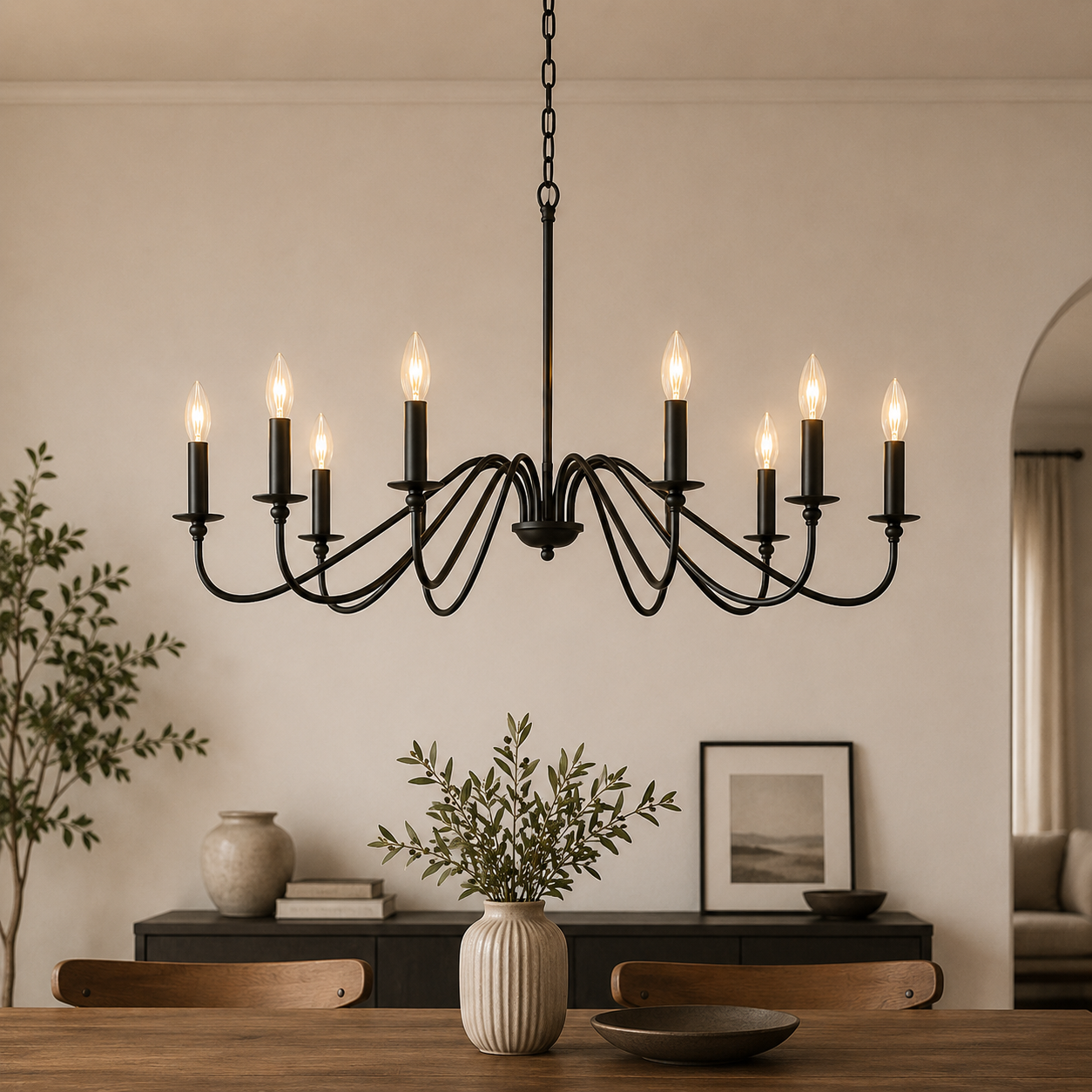 Decorative 8-Light Chandelier – Iron Ceiling Lamp
