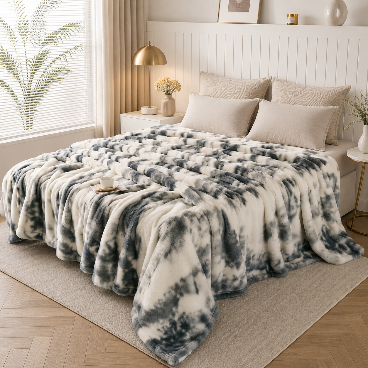Luxurious Faux Rabbit Fur Blanket – Soft Warm Throw Blanket