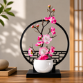 Artificial Plum Blossom Bonsai – Elegant Oriental Tabletop Decor with Screen Base