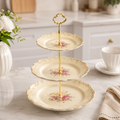 Embossed Porcelain Tiered Serving Stand