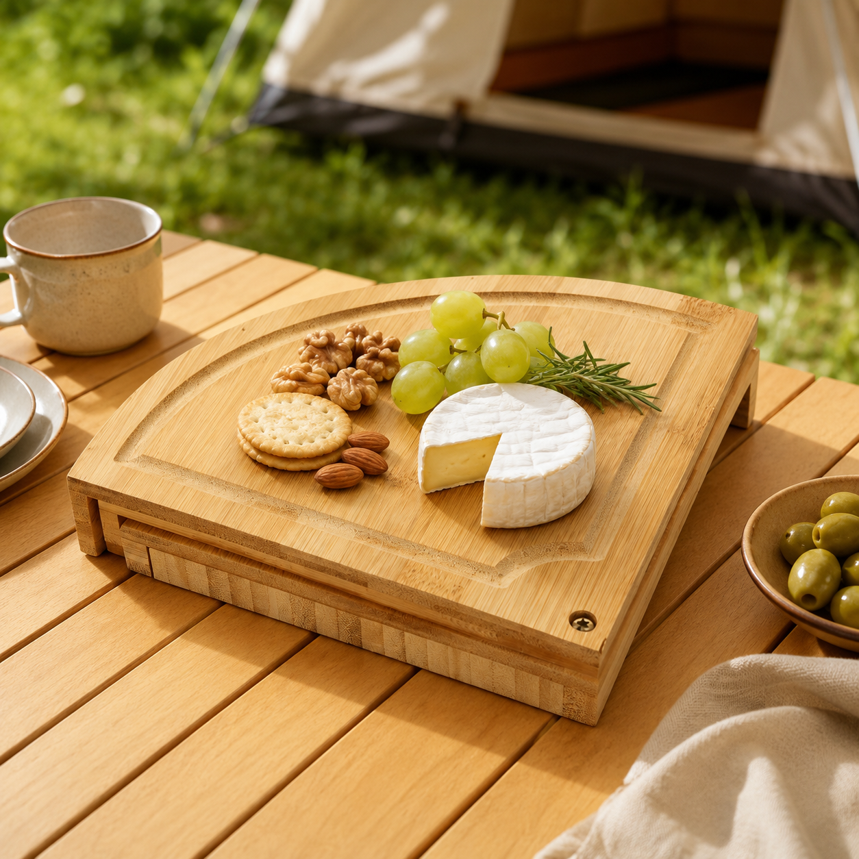 Rotating Bamboo Cheese Board Set – 35cm