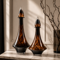 Amber Glass Decorative Vase Set – Set of 2