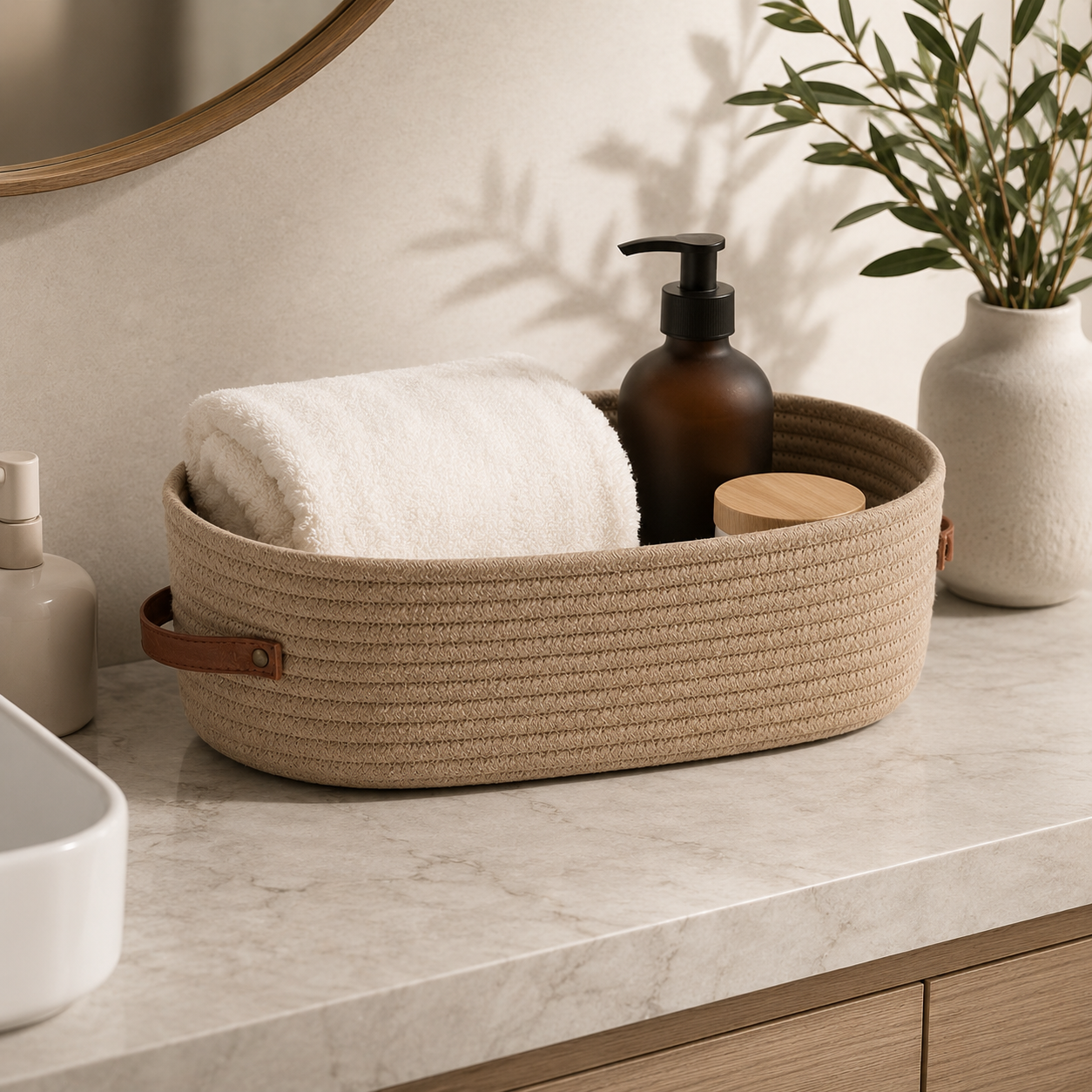 Woven Storage Basket with Handles