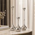 Modern Silver Candle Holder Set (3 Pieces) – Minimalist Metal Decor