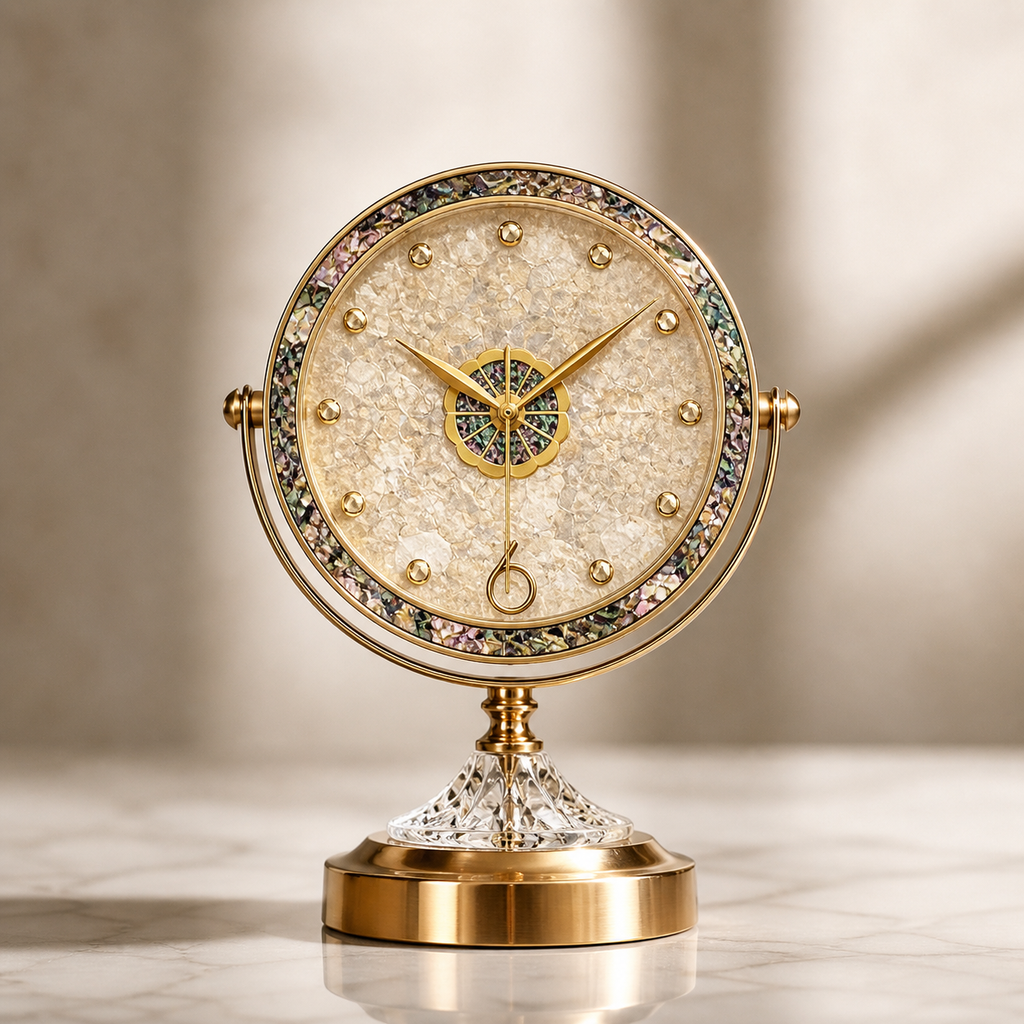 Luxury Vintage Desk Clock – Elegant Metal Table Clock