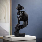 Abstract Thinker Statue – “Silence Is Gold” Modern Decor Sculpture