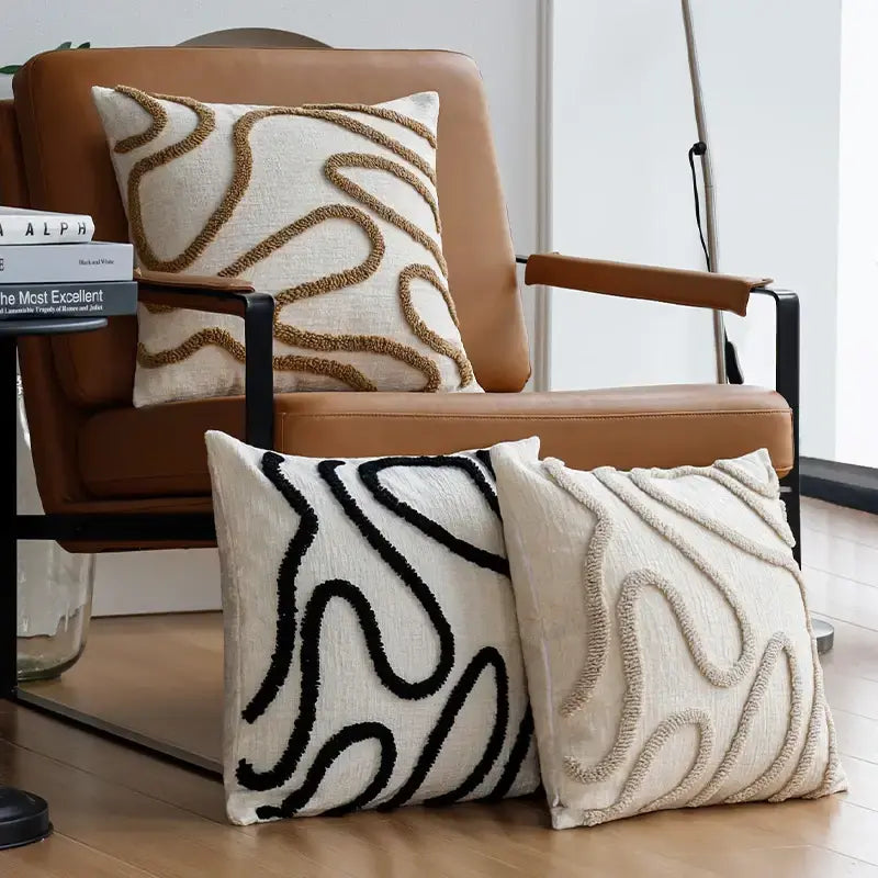 Decorative chenille cushion cover with geometric pattern for living room and bedroom décor