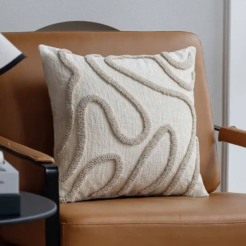 Decorative chenille cushion cover with geometric pattern for living room and bedroom décor