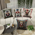 Christmas cushion cover with nutcracker design for festive home décor