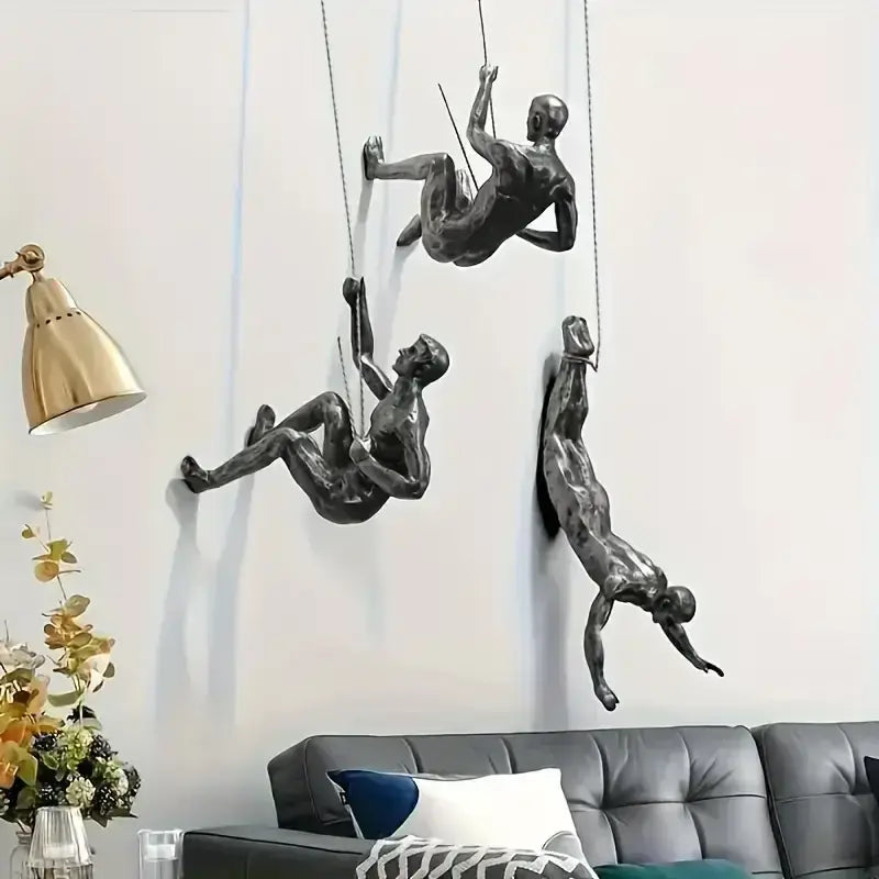 Decorative climbing man wall sculpture for modern interior décor