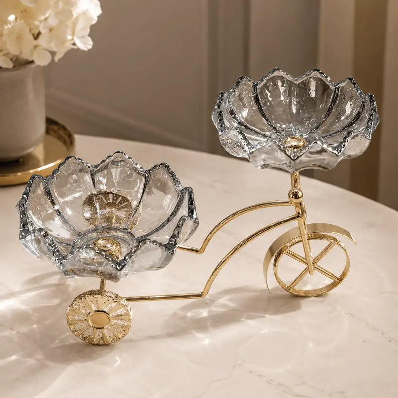 Crystal glass decorative serving bowl for dining table and home décor