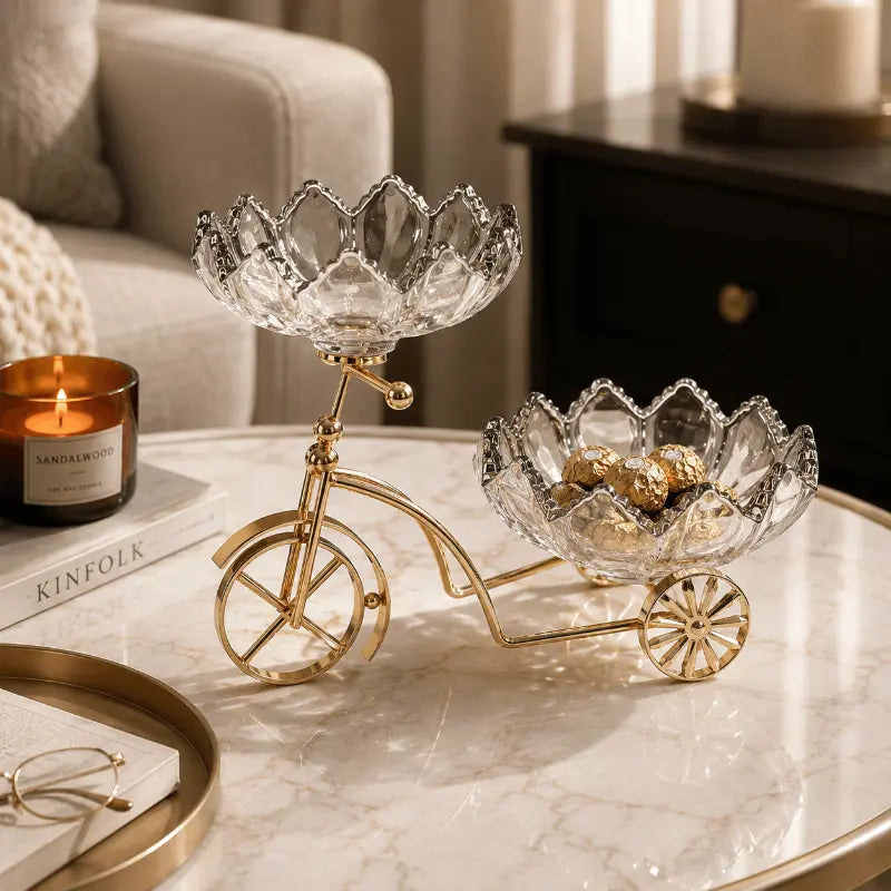 Crystal glass decorative serving bowl for dining table and home décor