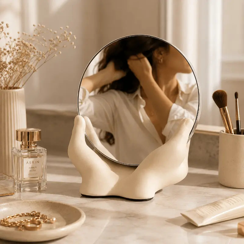 Decorative desktop mirror for modern vanity and home décor