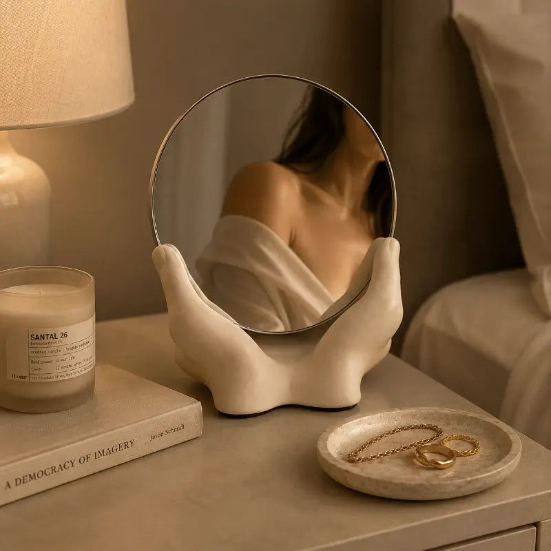 Decorative desktop mirror for modern vanity and home décor