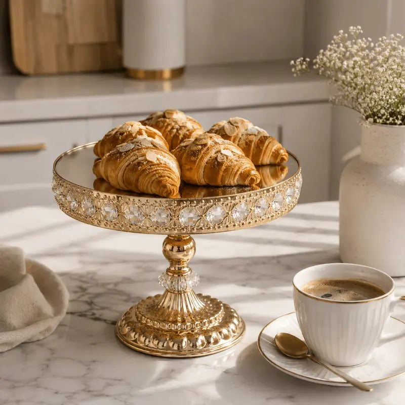 Decorative pedestal cake stand for elegant table presentation and home décor