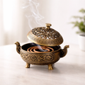 Vintage Metal Incense Burner – Decorative Tripod Censer for Home