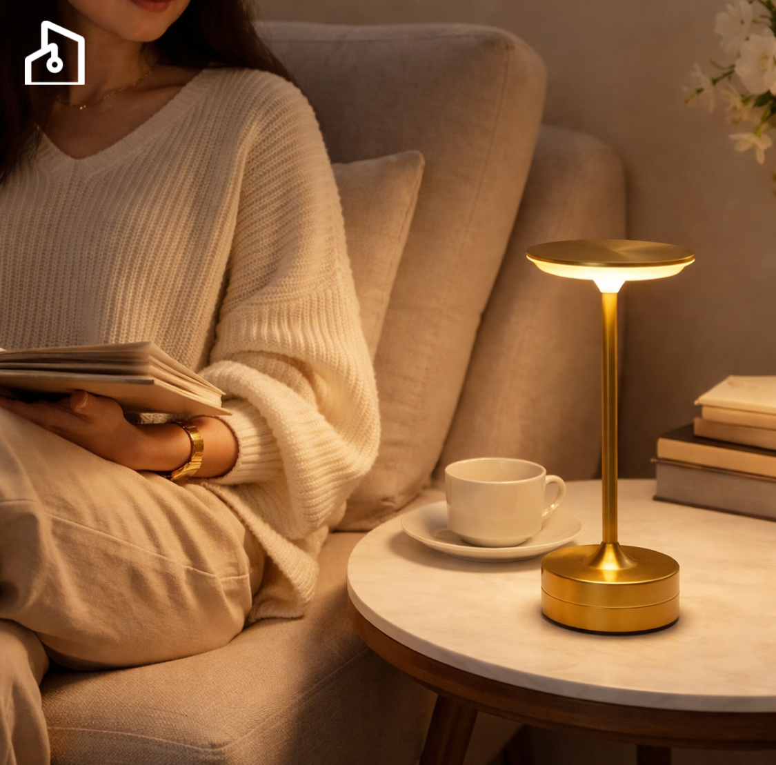 LED Touch Table Lamp Rechargeable with Adjustable Brightness for Bedroom