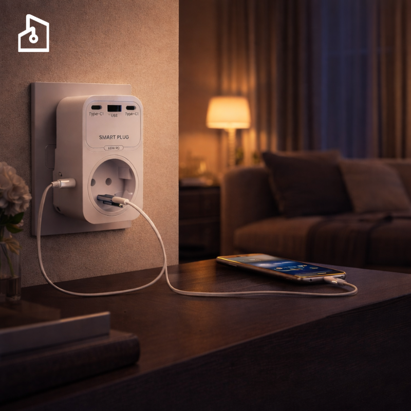 65W GaN Smart Plug Charger with USB-C/USB-A and Timer