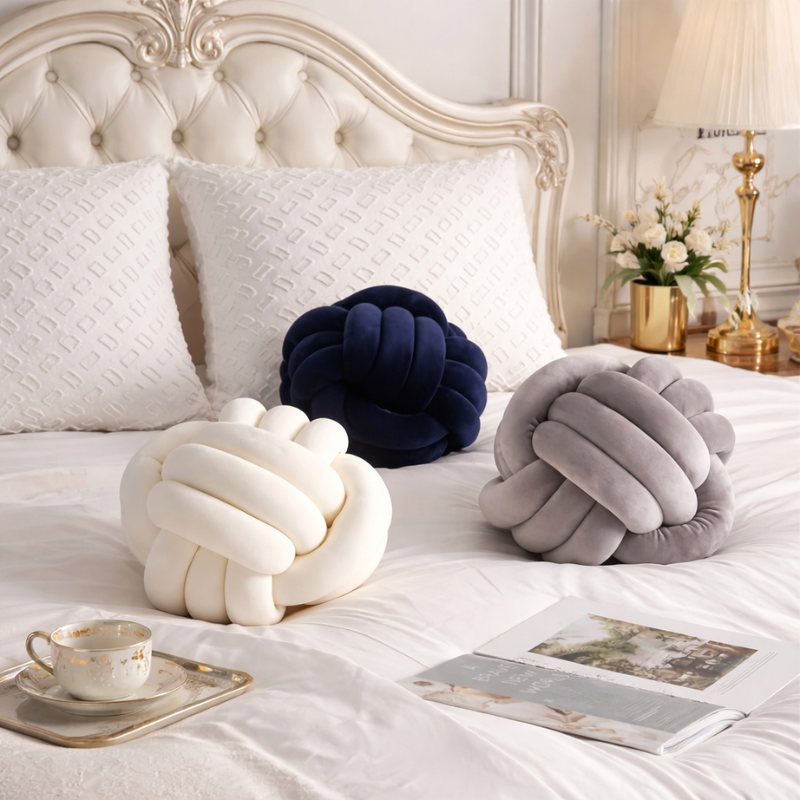 Art Deco Knot Pillow – Decorative Soft Cushion for Sofa & Home Decor
