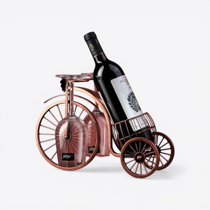 Retro Metal Wine Rack Tricycle Bottle Holder Decorative