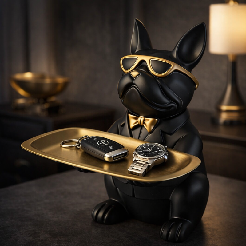 Bulldog Decorative Tray Resin Organizer Home Decor