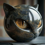 Black Cat Marble Decor – Minimalist Resin Sculpture
