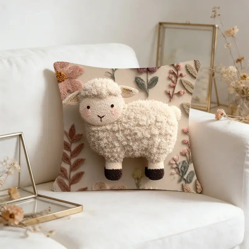 Embroidered Easter bunny cushion cover for seasonal home décor