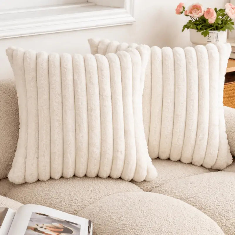 Ultra soft faux rabbit fur cushion cover for living room and bedroom décor