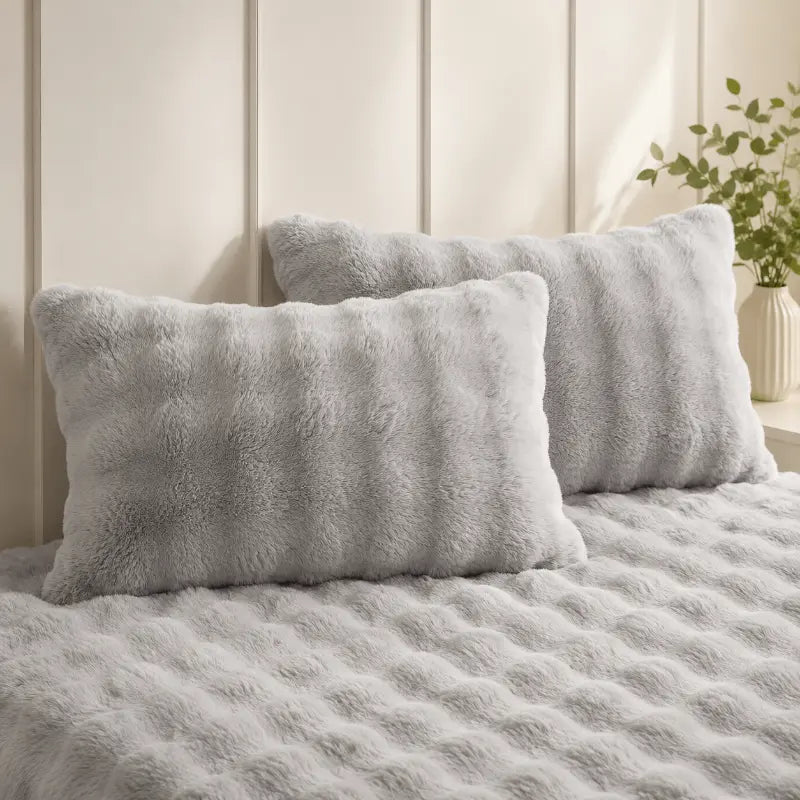 Fluffy plush pillowcase set for a warm and comfortable bedroom