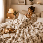 Luxurious faux rabbit fur blanket for living room and bedroom décor