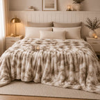 Luxurious faux rabbit fur blanket for living room and bedroom décor