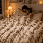Luxurious faux rabbit fur blanket for living room and bedroom décor