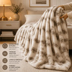 Luxurious faux rabbit fur blanket for living room and bedroom décor