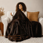 Luxury faux fur throw blanket for living room and bedroom décor