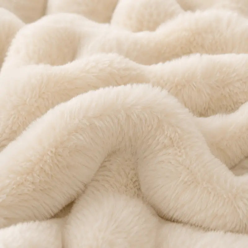 Luxury faux rabbit fur sofa throw for living room and bedroom décor