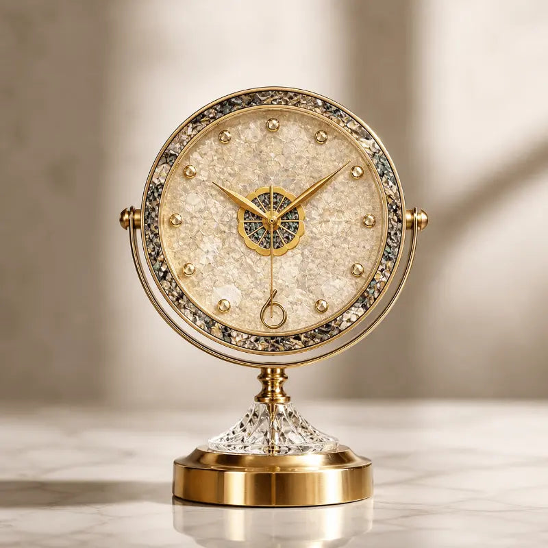 Luxury vintage metal desk clock for elegant home and office décor