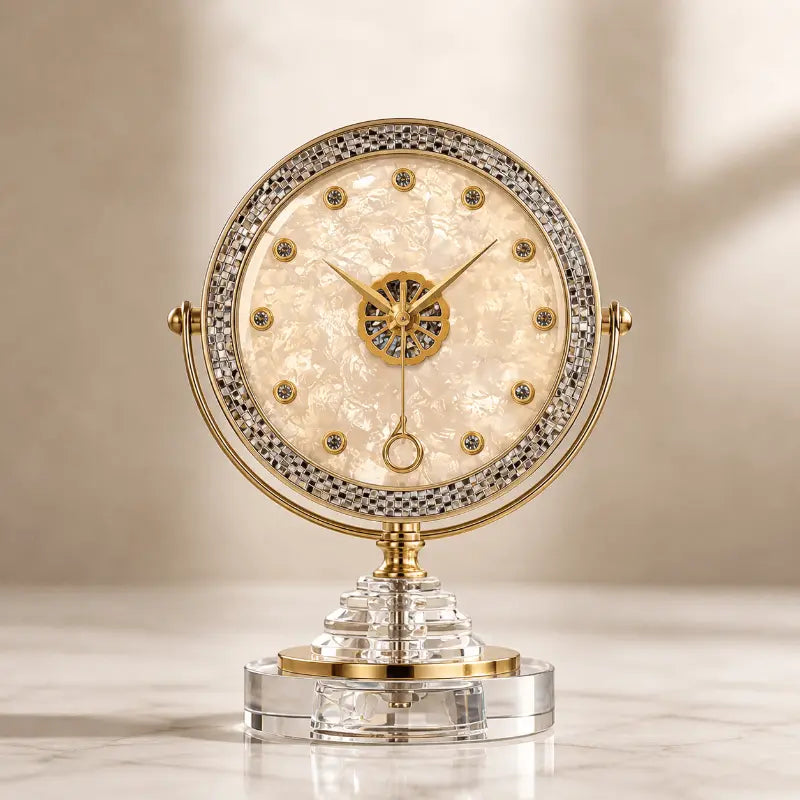 Luxury vintage metal desk clock for elegant home and office décor