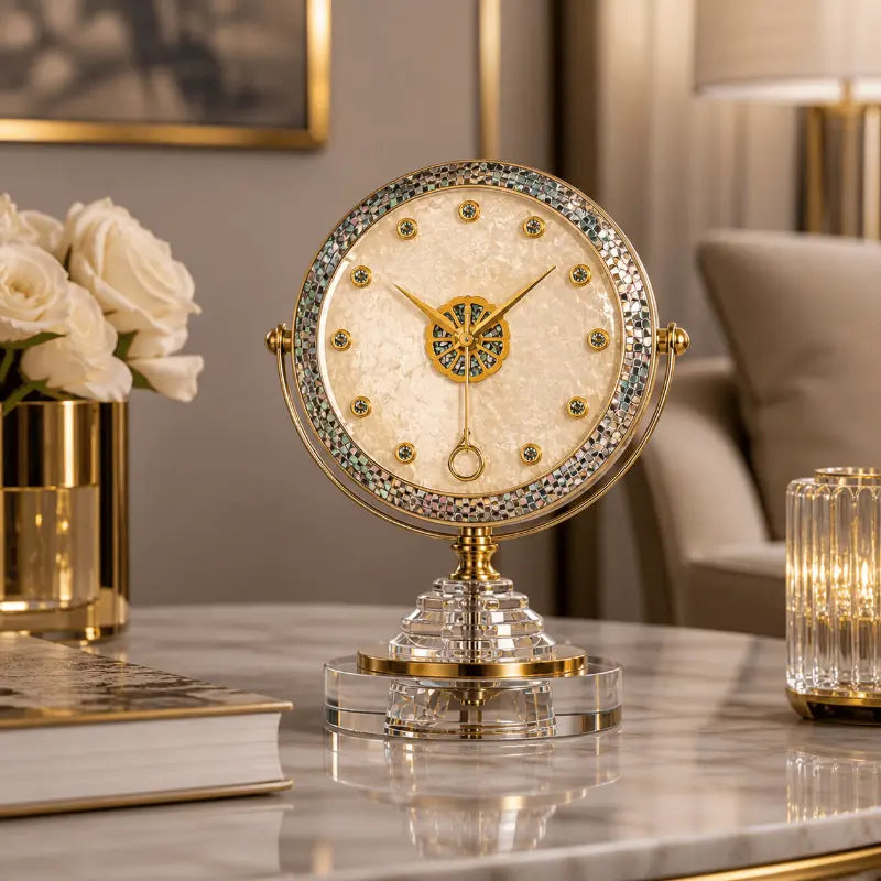 Luxury vintage metal desk clock for elegant home and office décor