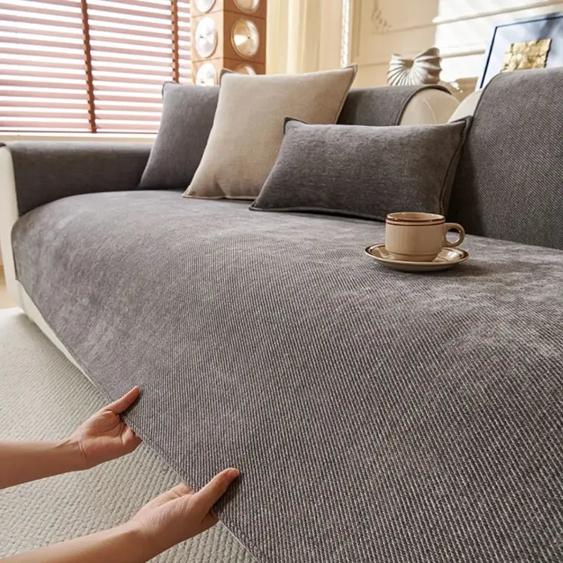 Minimalist chenille sofa cover with non-slip design for modern living rooms