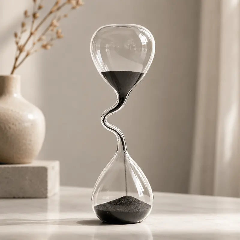 Modern glass hourglass decorative accent for home and office décor